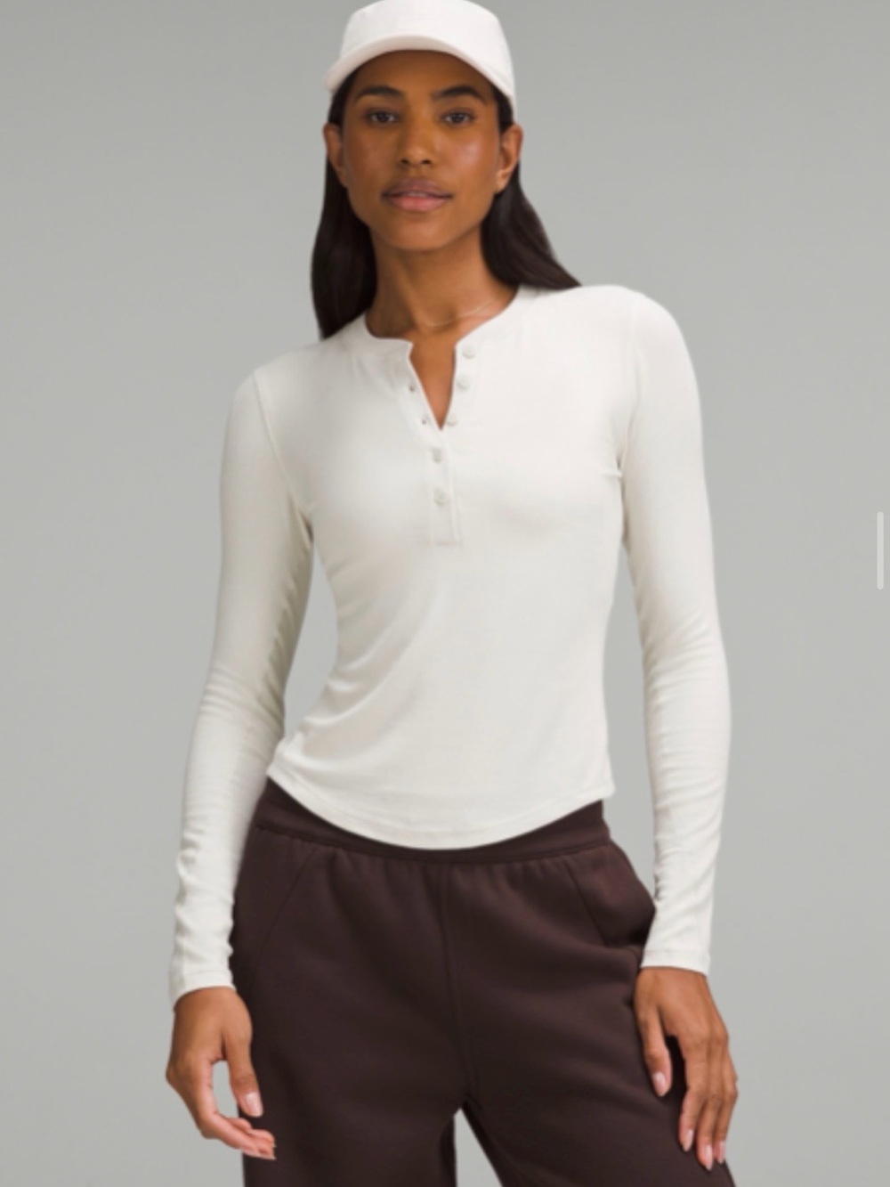 lululemon athletica Long-Sleeve hold tight Henley Top in Colour bone